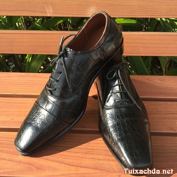 Giày tây nam da bò giả vân cá sấu 002