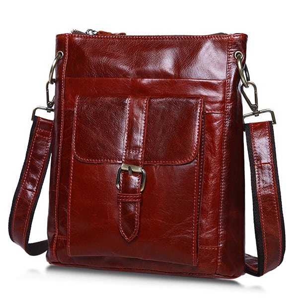Túi đeo chéo nam da thật siêu mỏng đựng iPad KT42-M nâu đỏ