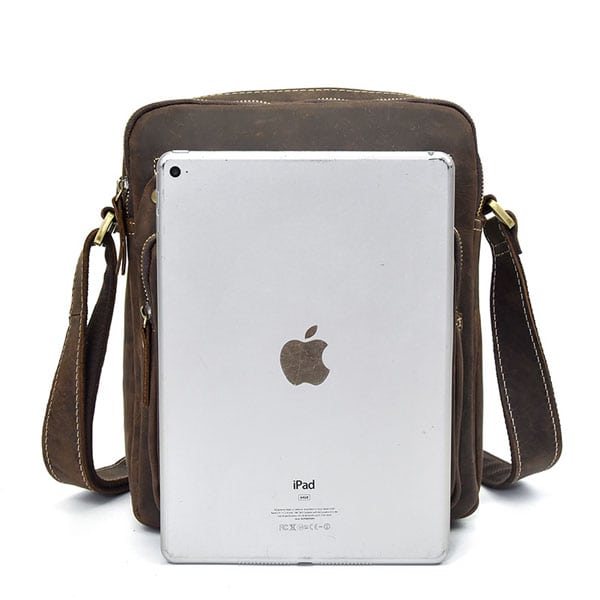 Túi đeo chéo nam da bò sáp dạng hộp KT58 đựng vừa iPad