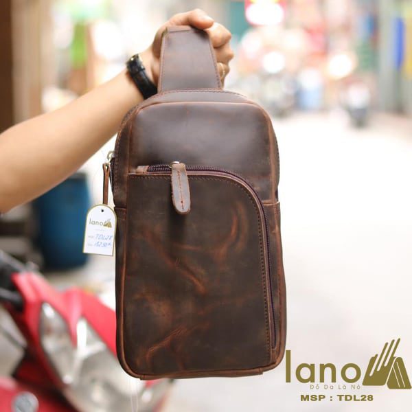 Túi da đeo ngực cho nam thời trang cá tính TDL28 nâu